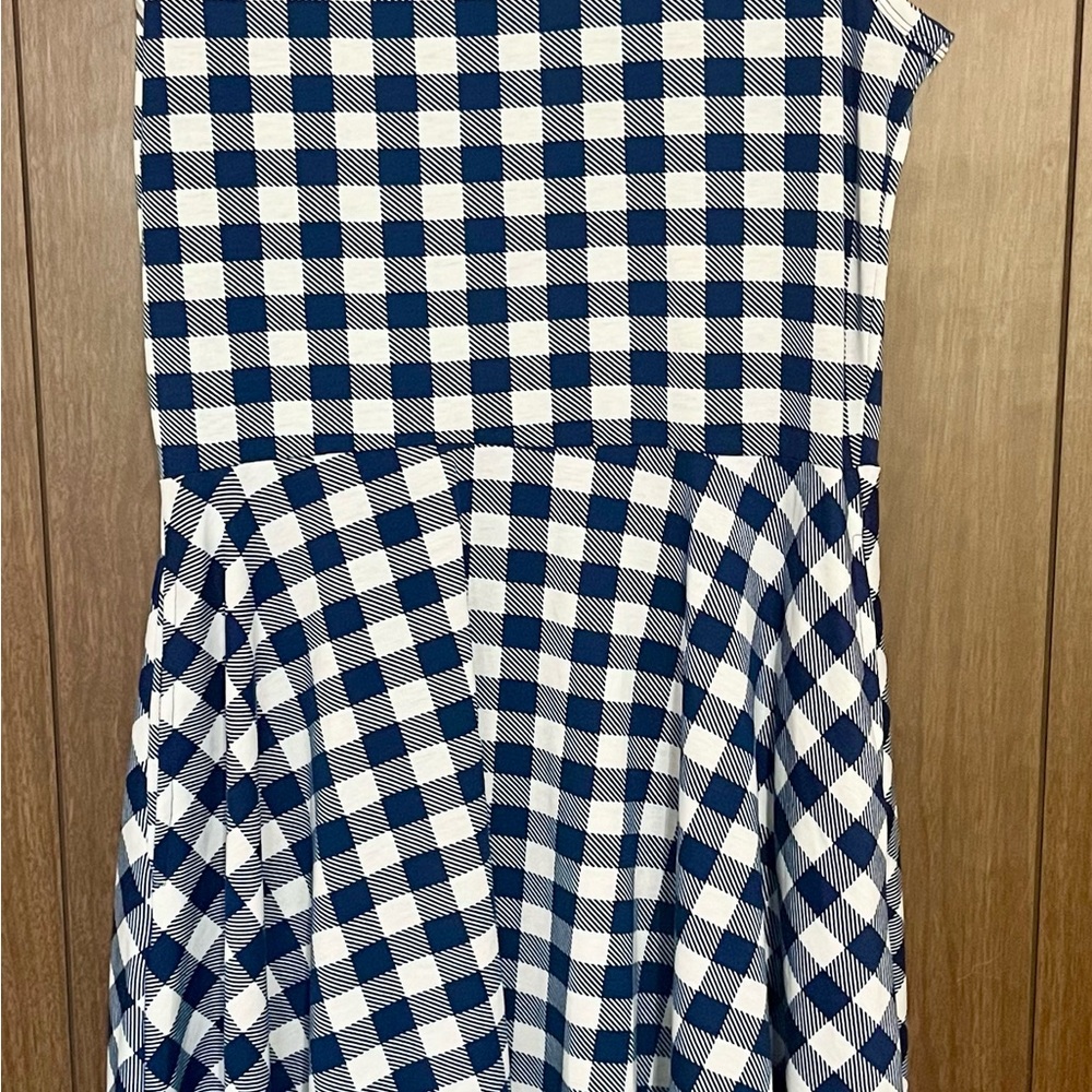 LuLaRoe Blue and White Midi Strapless Dress